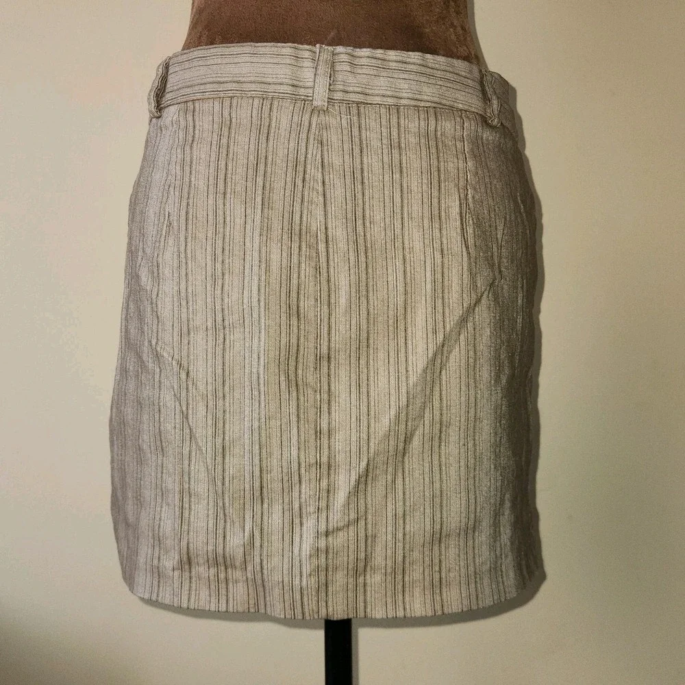 Vintage Rampage Y2K 90's Low Rise Mini‎ Skirt Tan Olive Striped Stretch Size 7